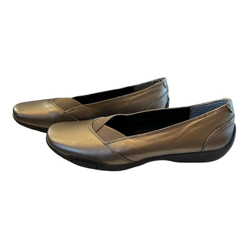 Ros Hommerson Cady Womens 6.5 M Pewter Metallic Leather Cushioned Flats NEW
